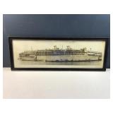 black n white panoramic ship photo framed