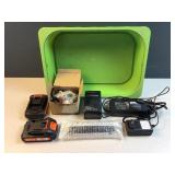 tool battery packs w charger in tray