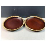 Hull Pottery Brown drip dinner plates - oven proof