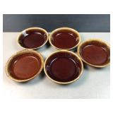 (5) brown drip glaze pottery bowls - unmarked