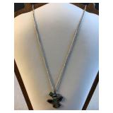 Silver toned chain necklace with Zuni pendant