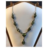 Sterling silver green peridot drop necklace 18ï¿½
