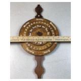 Vintage Hand-Carved Wood Wall Calendar