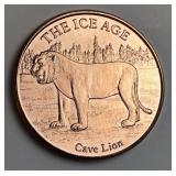 The Ice Age Cave Liondesign 1 oz .999 copper round