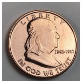 Franklin half dollar design 1 oz .999 copper