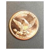 1 oz .999 copper round American Prospector design