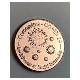Covid 19 design 1 oz .999 copper round