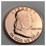 Franklin half dollar design 1 oz .999 copper