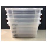Set of 4 Clear Plastic Storage Bins