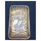 1 oz .999 copper bar Walking Liberty design
