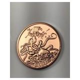 1 oz .999 copper round Kracken design