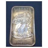 1 oz .999 copper bar Walking Liberty design