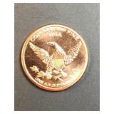 1 oz .999 copper round American Prospector design