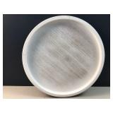 Distressed White Wood Beaded Tray