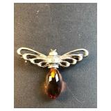 Unmarked amber bee brooch