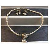Things remembered 14k gold necklace and earrings