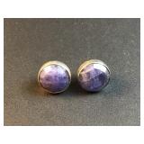 Purple gemstone earrings with sterling silver