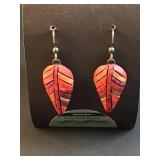 Handmade red and gold earrings with sterling