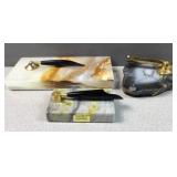 (3) stone pen holders