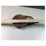 Antique Industrial Iron and Wood Pulley