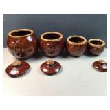 Vintage Brown Drip Glaze Canister Set