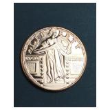 Liberty design 1 oz .999 copper round