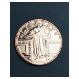 Liberty design 1 oz .999 copper round