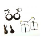 (3) pairs earrings crescent and tear drop are