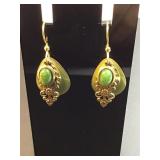 Handcrafted jade layered dangling earrings by