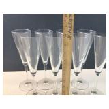 Set of 7 Clear Glass Champagne Flutes