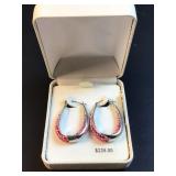 Sterling silver pink gem earrings