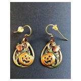 Silver Forest Jack-O-Lantern dangle earrings