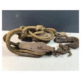 old barn rope pully hook