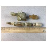 Set of Five Hand-Carved Onyx Elephants