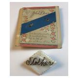 Antique mothers pin w card