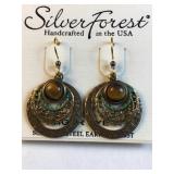 Handcrafted tiger eye surgical steel earrings by