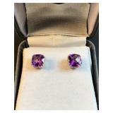 Amethyst earrings with 14k gold backs