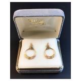 Black Hills Gold tri-tone circular drop earrings