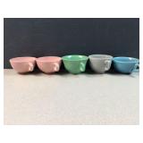 Set of Five Vintage Pastel Tea Cups
