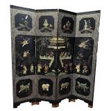 72" Tall 4-Panel Vintage Oriental Lacquer Screen