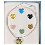 Tresor De La Mer Sterling Silver 7 Heart Necklace