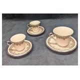 3 Retired Lenox Fine China Lace Point Cups & Sauce