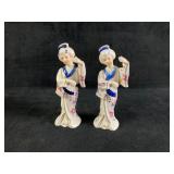 Two Japanese Geisha Porcelain Figurines