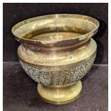 Vintage Brass Etched Vase Planter