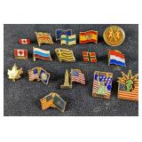 16 Country Flag World US Pins