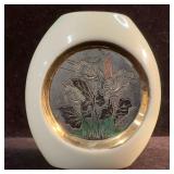The Art of Chokin 24k Gold Edged Small Vase Silver