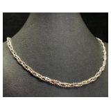 Sterling Bead-Link Triple Chain Necklace