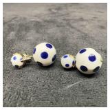 Murano Venetian Art Glass Lamp Work White Blue Dot