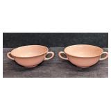 2 Vintage Lenox Two Handle Coral Soup Bowls B