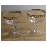 2 Vintage Fostoria Olympic Gold Trim Champagne Gla